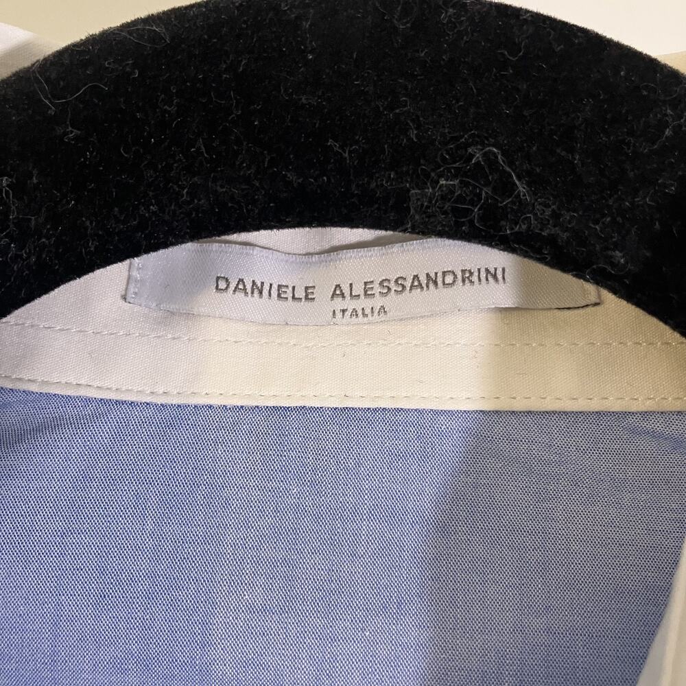 Daniele Alessandrini Shirt Womens 42 Contrast Collar Cuffs‎ Made in Italy Dressy - Picture 11 of 16
